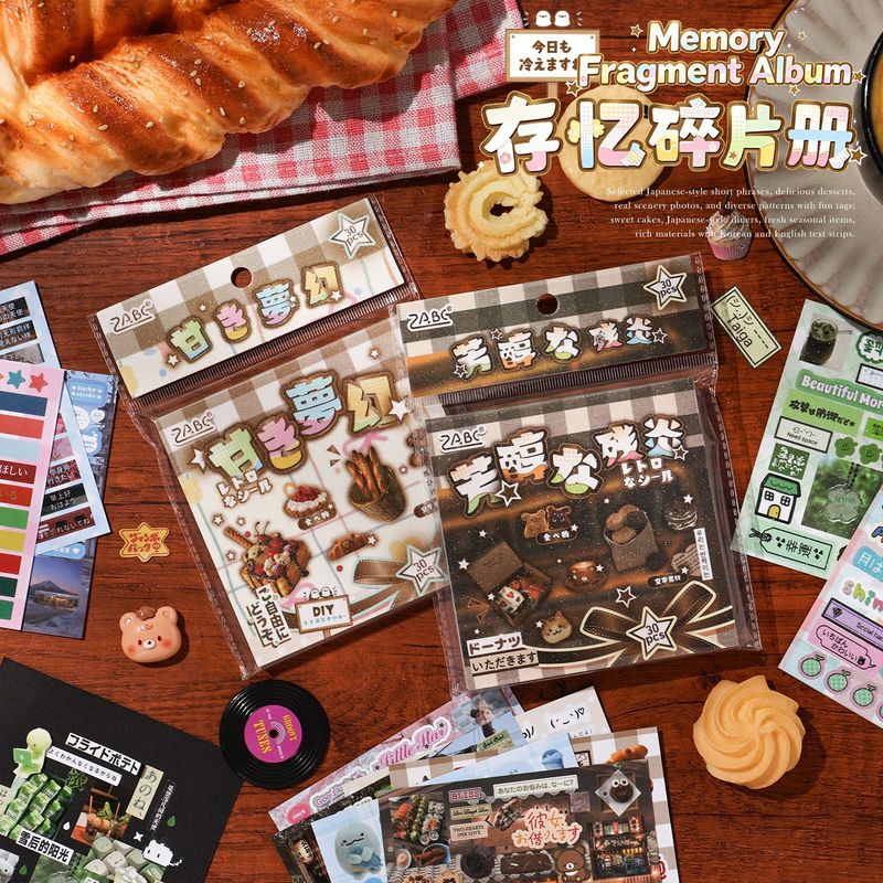 Food Snacks Label - 30 Pezzi di Adesivi Estetici Vintage