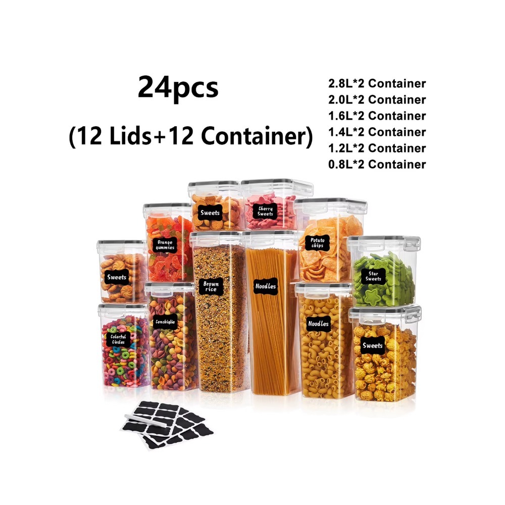 Food Snacks Label - Set da 24 contenitori ermetici per