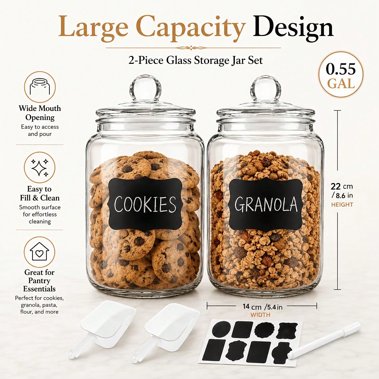Set di 2 barattoli in vetro co - Food Snacks Label recensione e prezzo