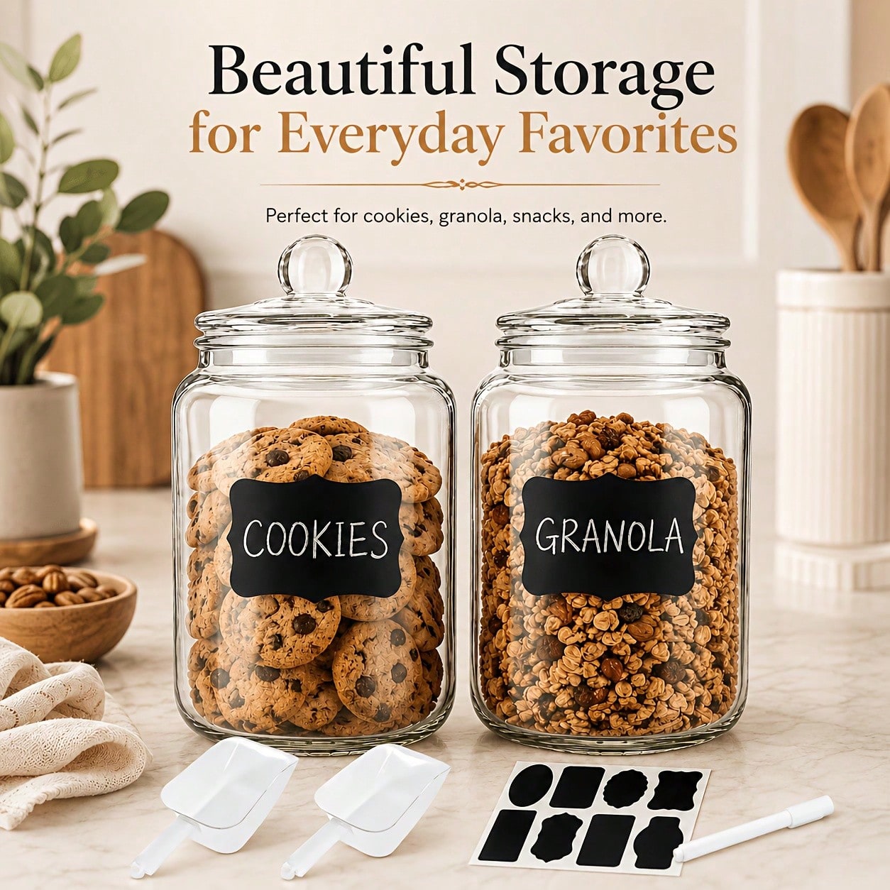 Set di 2 barattoli in vetro co - Food Snacks Label recensione e prezzo
